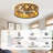 23 Inch Farmhouse Flush Mount Drum Ceiling Fan with Light and Remote Control, Modern Bladeless Fandelier