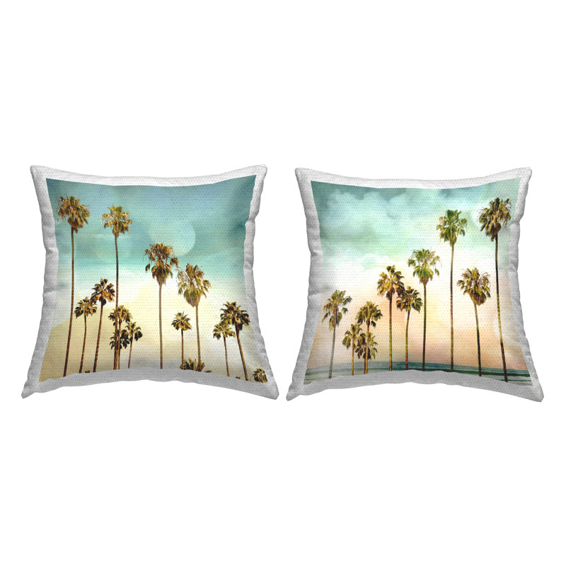 Ensemble de 2 coussins d'extérieur imprimés Ascendant Heights Palm Trees par Devon Davis