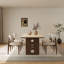 71" Mid Century Dining Table Set With 6 Dining Chairs, Retangular Kitchen Table With Sintered Stone Table Top