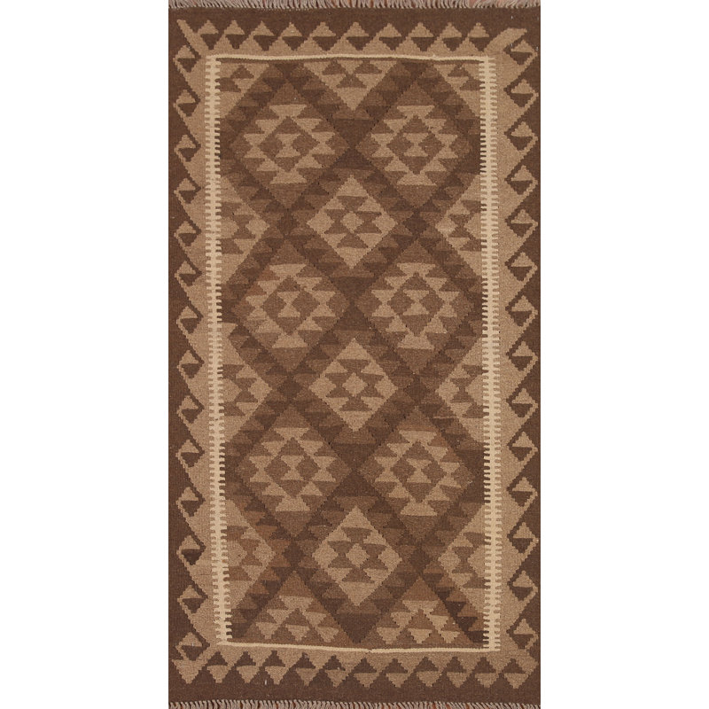 Reversible Wool Kilim Runner Rug 3x7