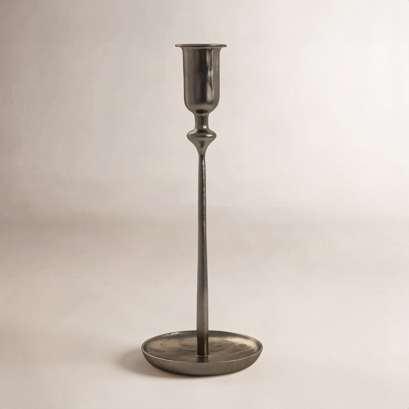 Metal Tabletop Candlestick, 12" H x 3.5" W x 3.5" D