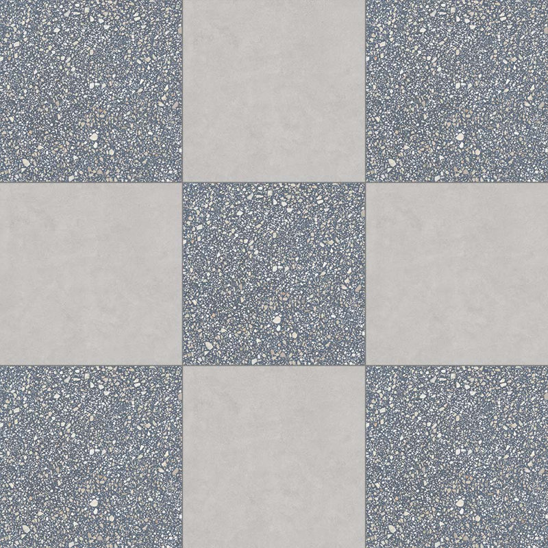 Lithos 12X12 damier Azul et ciment, Azul / Cemento