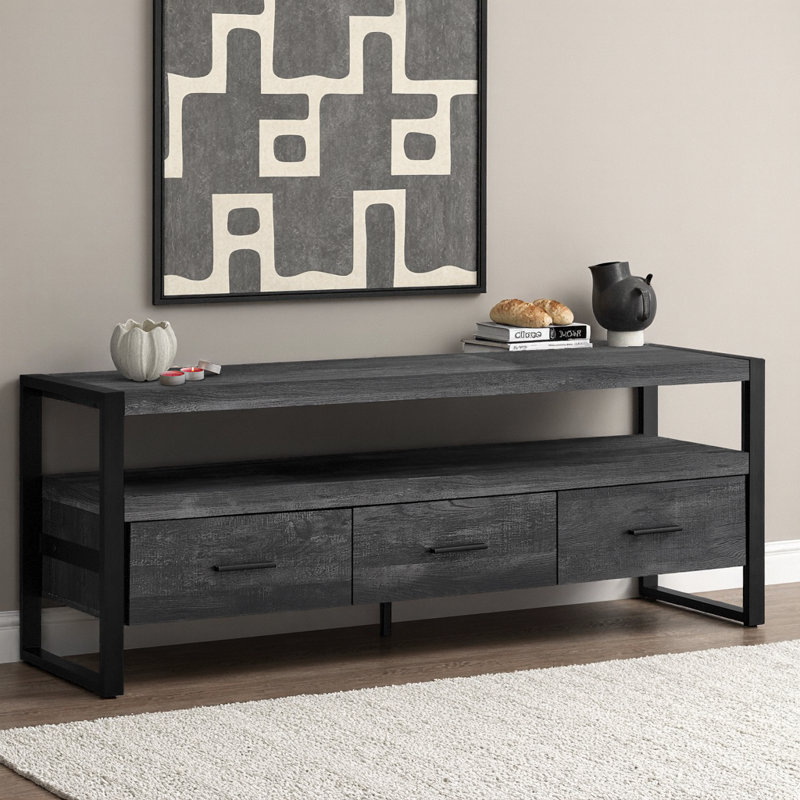 Celestina TV Stand, Black, 21.75"H x 59"L x 15.5"W