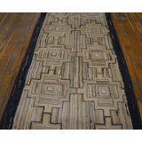 Wool Allover Geometric 1920s Ivory Beige Cream White Antique Hooked American Rug
