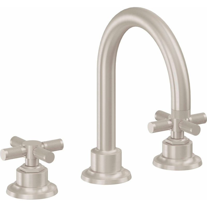 Descanso 8" Widespread Lavatory Faucet with Cross Knurled Handle, Satin Nickel