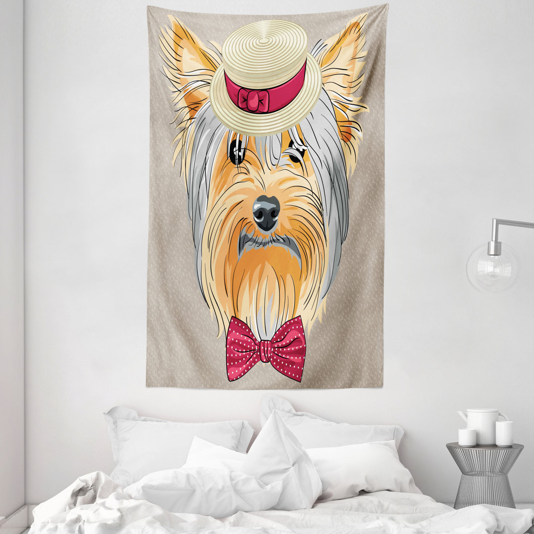 Wandteppich Hipster Gentleman Hund in Apricot