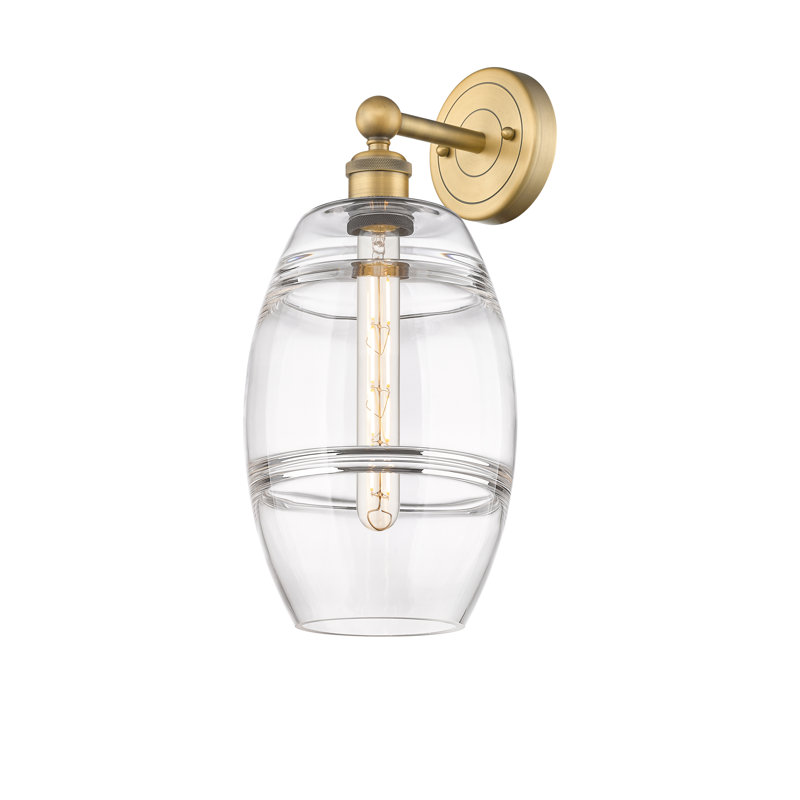 Applique murale en acier Bettylou, Laiton brossé, Transparent, H 12,13 po x l 8 po x P 8,5 po