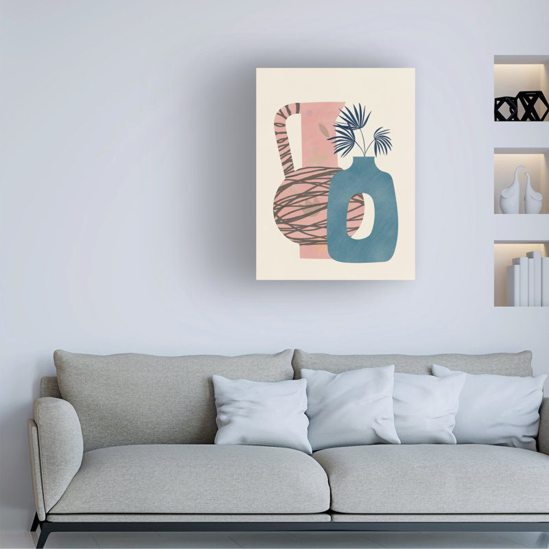 «Little Dean Still Life With Blue and Pink Vase», art sur toile, H 35 po x l 47 po