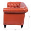 Canapé Chesterfield 84,6 po rembourré en similicuir avec accoudoirs roulés à 3 places et pieds en bois massif-1067982985