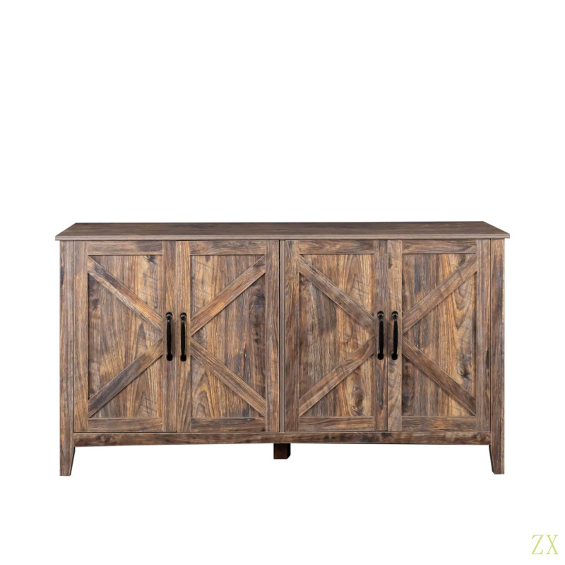 Armoire avec 4 portes et 4 tablettes ouvertes, armoire de rangement autoportante pour plancher, vestibule, plancher, salon, chambre à coucher, bureau