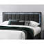 Lit 1pc grand lit en tissu de laine gris anthracite capitonné avec cadre de lit à DEL