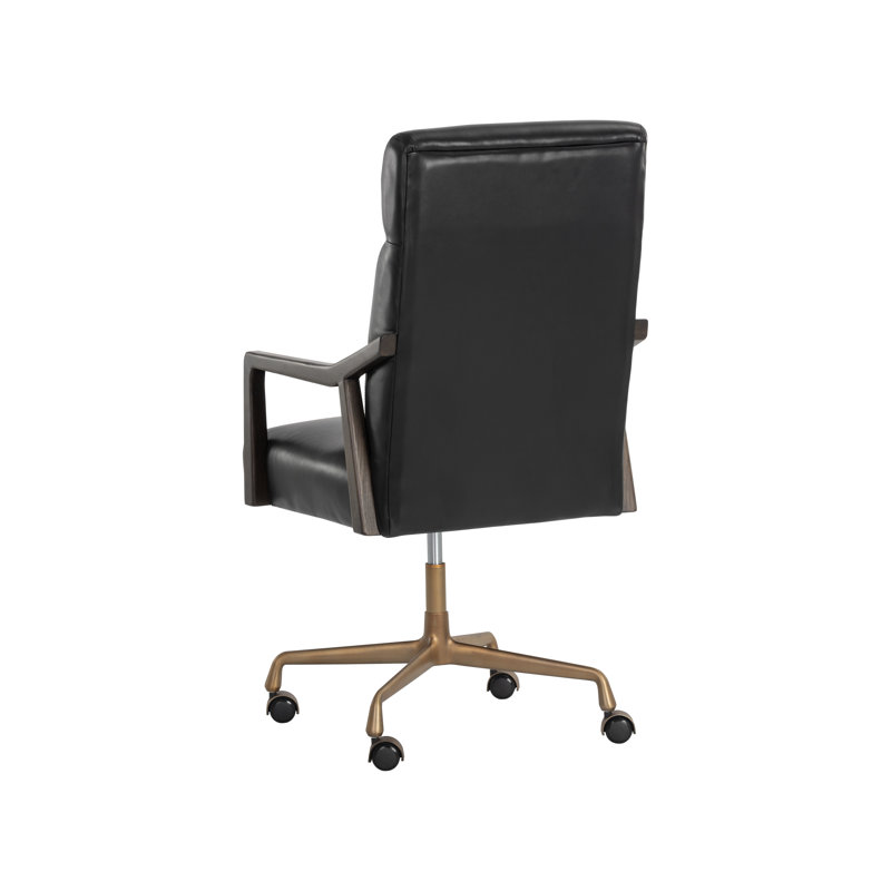 Collin Leather Swivel Office Chair, Cortina Black Genuine Leather
