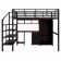 Lit mezzanine en métal avec table et garde-robe