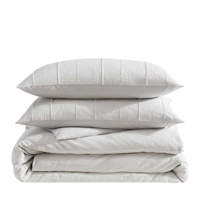 Martha Stewart Garden Trellis Reversible Duvet Cover Set, Queen Duvet Cover + 2 Standard Shams, Beige