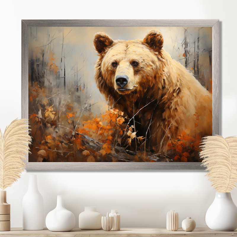 Bazyli Bear Bears Boundary I - art mural ours, H 34 po x l 44 po x P 1,5 po, Encadrement argenté