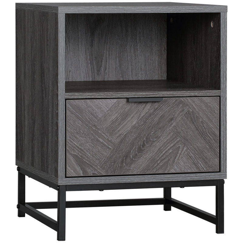 40cm W Manufactured Wood Bedside Table, Black