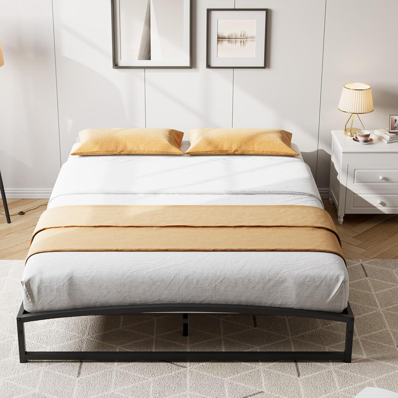 Hayli Low Profile Bed Frame, Heavy Duty Low Bed Frame Metal, Mattress Foundation with Steel Slat Support, No Box Spring Needed, Easy Assembly