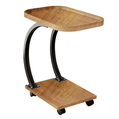 C Shaped Side Table Movable Sofa End Table Modern Coffee Table With Wheels For Small Spaces