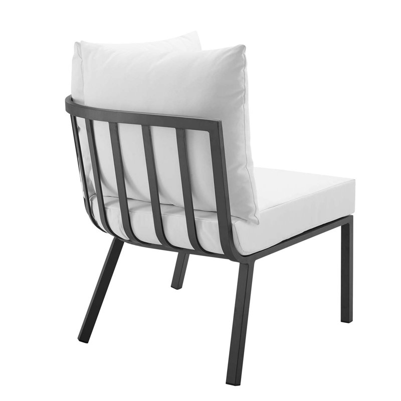 Canapé modulaire d'extérieur en aluminium 4 pièces Riverside par Modway, gris, Blanc