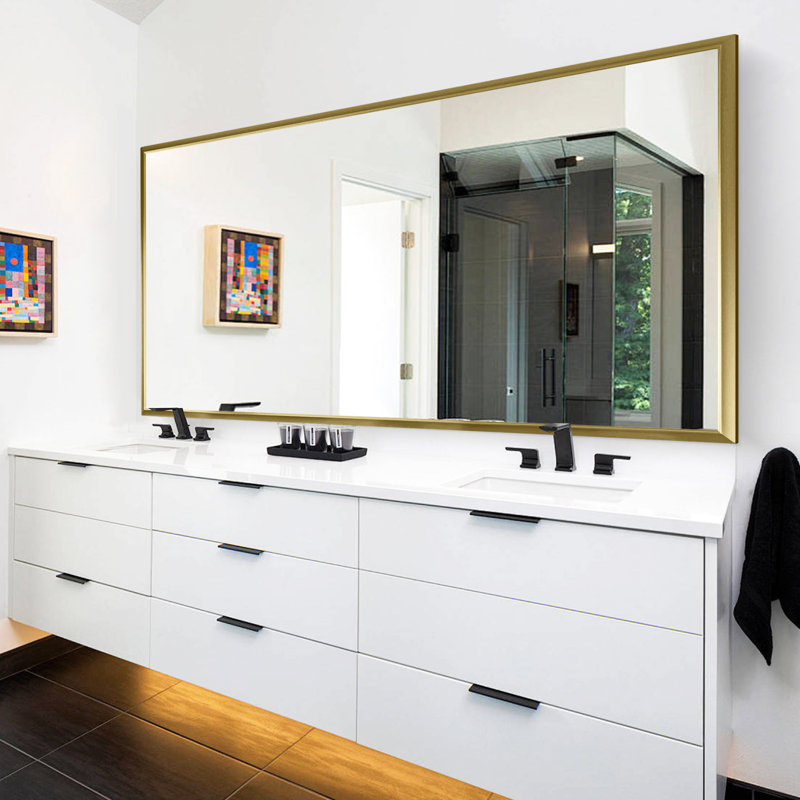 Rectangle Aluminum Framed Wall-mounted Vanity Mirrors,brushed Gold, 48" x 84"