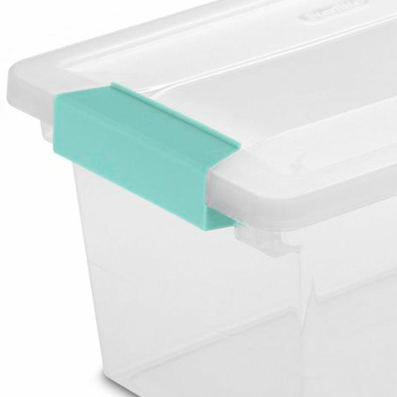 Sterilite Plastic Medium Clip Storage Box Container with Latching Lid