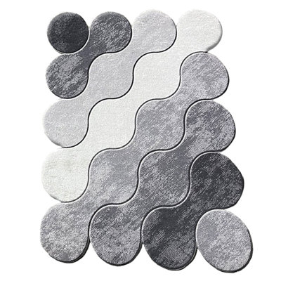 Antibacterial Non-Slip Bathmat, 100% Polyester, 27.6 x 47.2 inches | Pile Height: 0.4 inches | Grey & Light Grey with White Accents | Machine Washable, Easy Care, Perfect for Bathroom Safety & Comfort