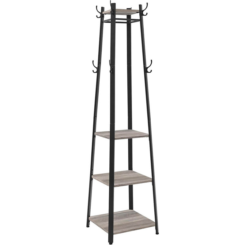 Metal Freestanding 8 - Hook Coat Rack, Greige/Black