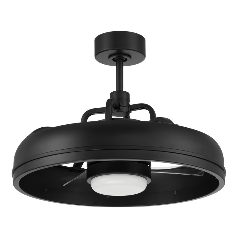 Taylor 24-Inch Flat Black Ceiling Fan with Frost White Glass Shade