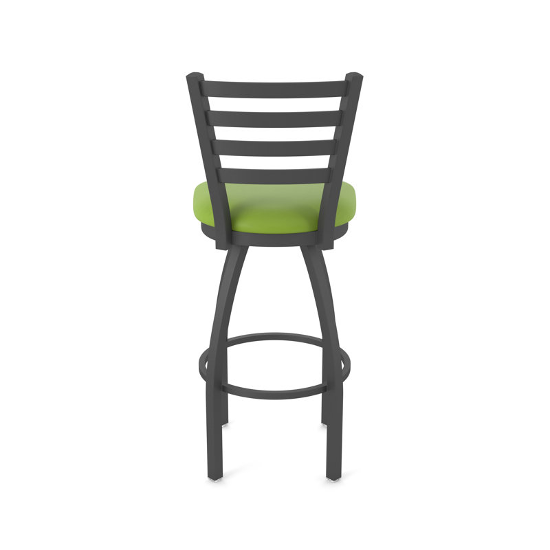 Jackie Swivel Stool, Pewter, Vinyl-Canter Kiwi Green, Extra Tall (36" Seat Height)