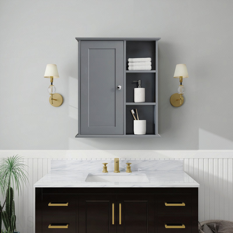 23.6" Grey Bathroom Wall Cabinet