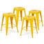 Ensemble de 4 tabourets de bar en métal sans dossier, hauteur comptoir 61 cm (24 po), pour îlot de cuisine, style industriel avec pieds amovibles, résistants à l'eau et à la rouille.-313783251