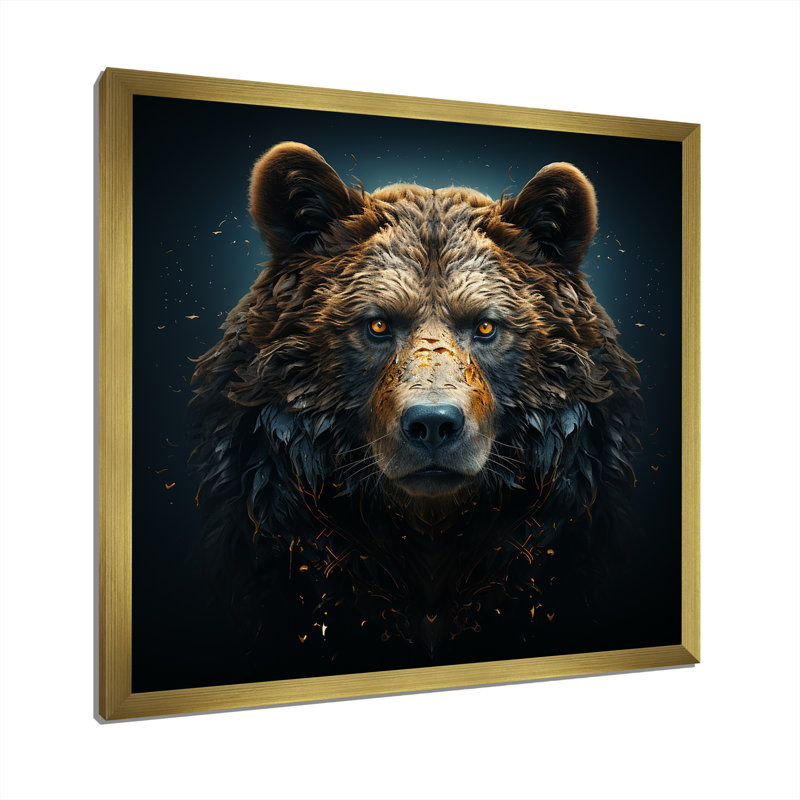 Un baroque avec un ours avec de l'or sur toile, H 30 po x l 30 po x P 1 po, Encadrement doré