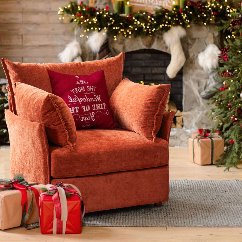 Fauteuil surdimensionné en chenille de qualité supérieure l 36 po avec coussin décoratif et coussins amovibles Merchelle, Non
