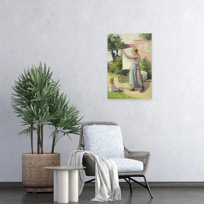 Femme qui étend le linge, 1887, estampe d'art mural abstraite contemporaine, H 24 po x l 16 po