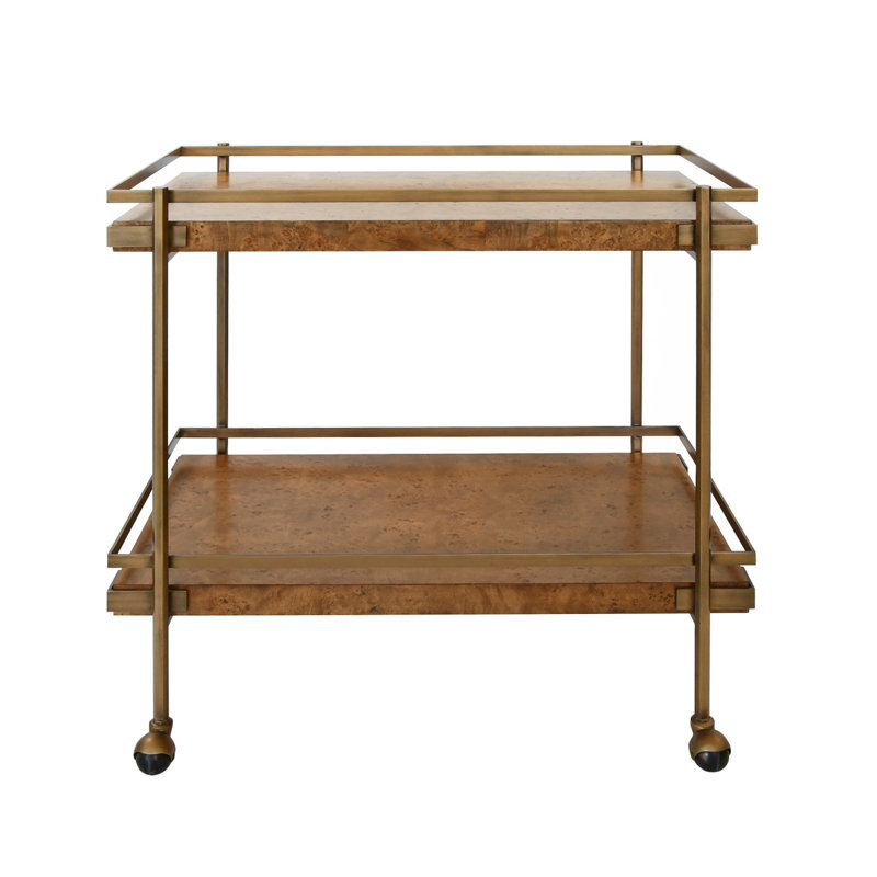Chariot-bar Cash, Laiton antique / brun foncé, Brun foncé
