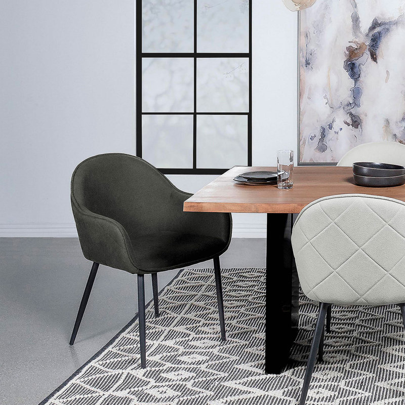 Chaise de salle à manger avec accoudoirs rembourrés Gresham (ensemble de 2), Gris anthracite