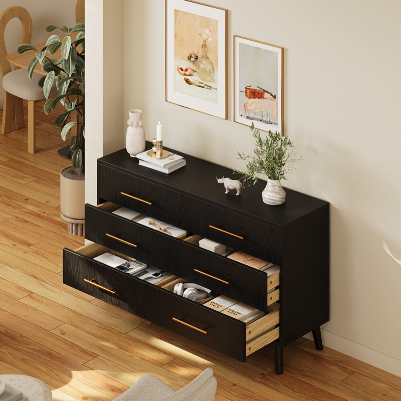 Commode double 6 tiroirs Modern Modern, Noir