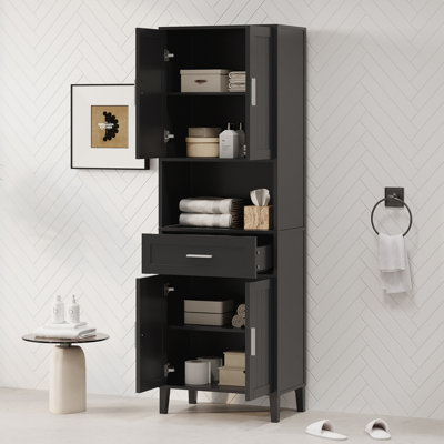 70.9" High Freestanding Tall Bathroom Cabinet With A Drawer, 2 Cabinets, 4 Soft-Close Doors, 2 Adjustable Shelves, Open Storage, For Bathroom, Living by Lark Manor