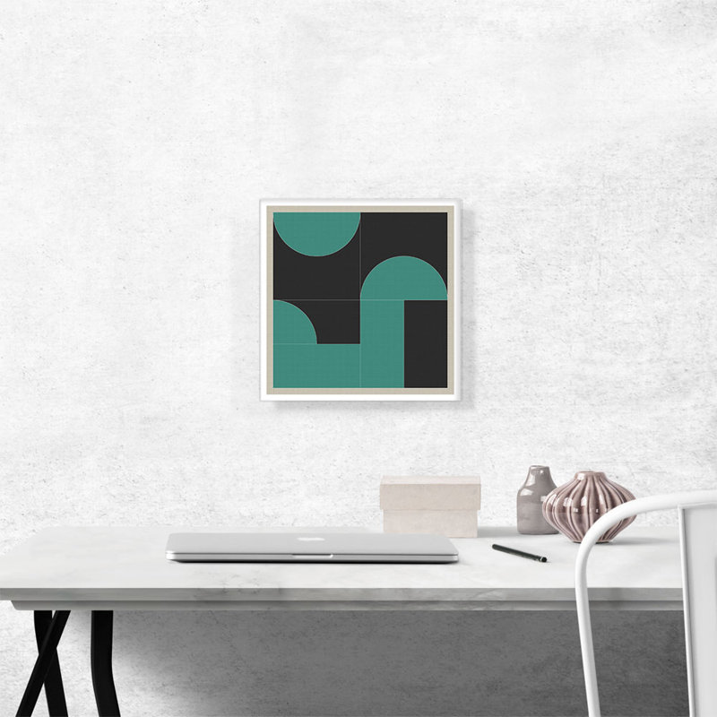 Reproduction d'art graphique sur toile Mid-Century moderne noir et bleu sarcelle, H 12 po x l 12 po x P 0,75 po