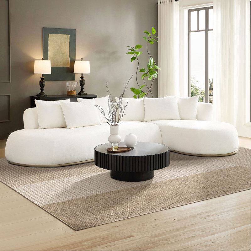 Canapé surdimensionné en L surdimensionné avec méridienne beige et assise profonde pour le salon, Right Hand Facing