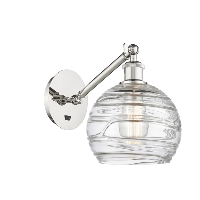 Applique murale 1 lumière 8 po Shauna Deco Swirl, Ampoule non incluse, Nickel poli