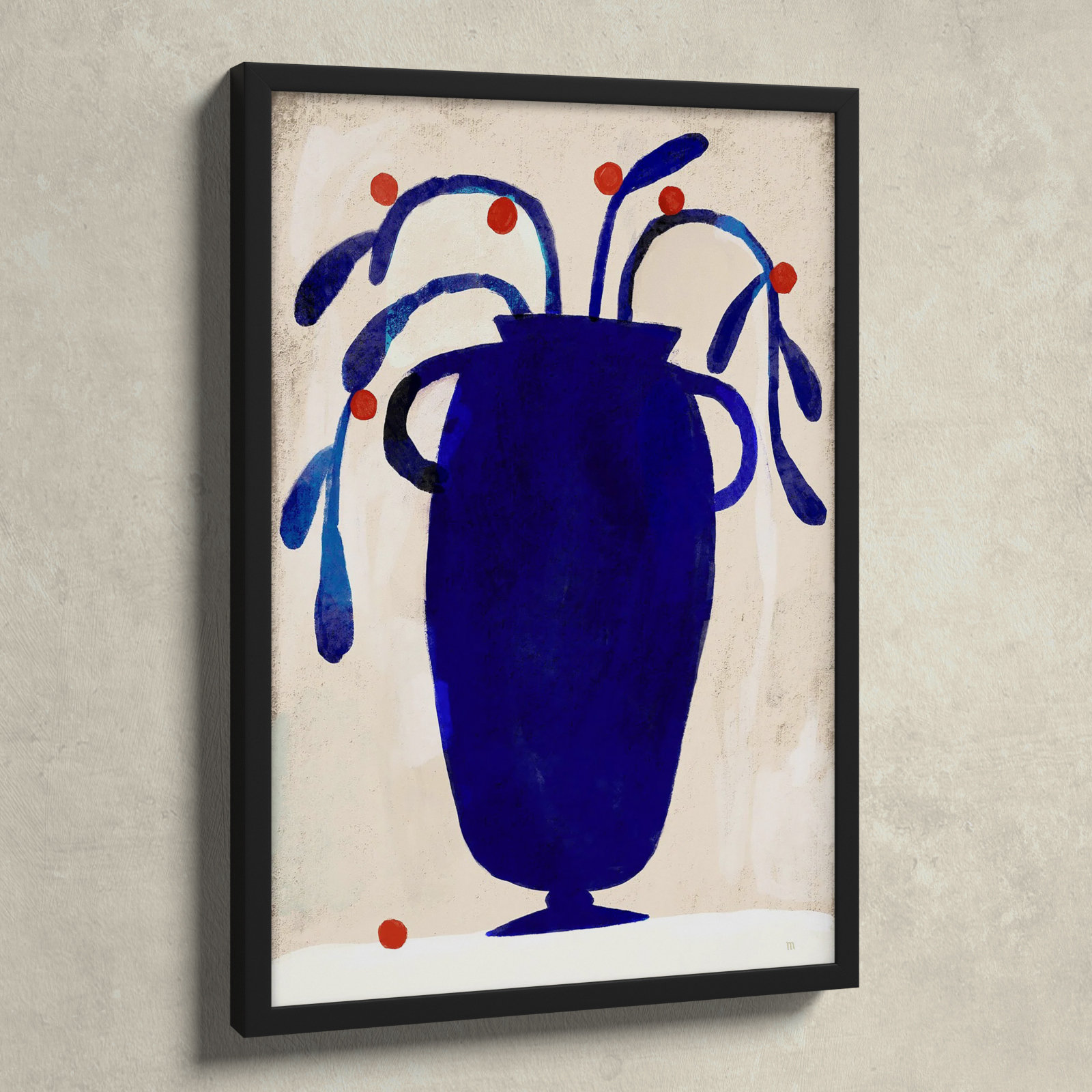 Juliane "Red Berries" Painting, Black, 20" H x 14" W x 1.25" D