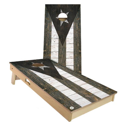 Puerto Rico Flag Rustic Cornhole Board Set | Includes (2) Boards, (8) Bags & Optional Accessories