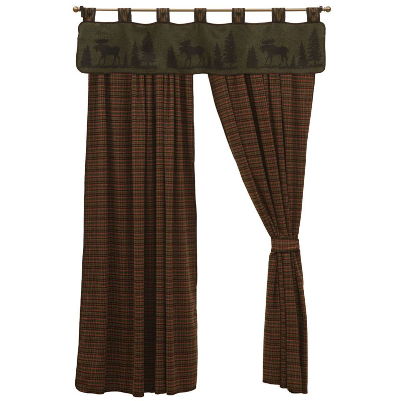 Wooded River Moose Valance Rustic Cabin Wildlife Window Curtain Topper