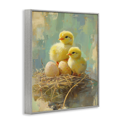 Poussins et œufs de Pâques, estampe numérique, design par Franklyn Gregory
