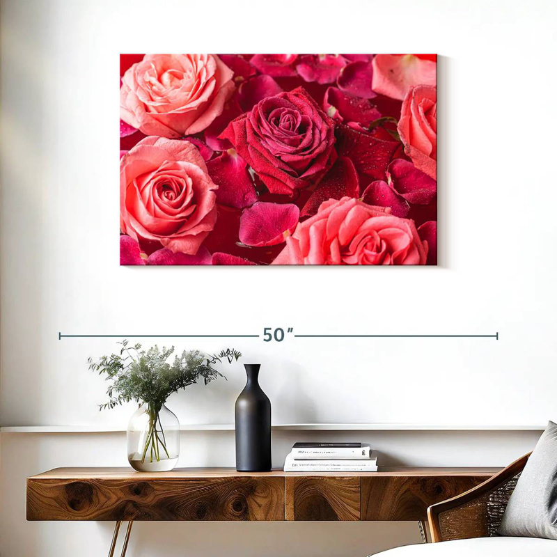 Harnek Dewy Pink Roses, 24" H x 36" W