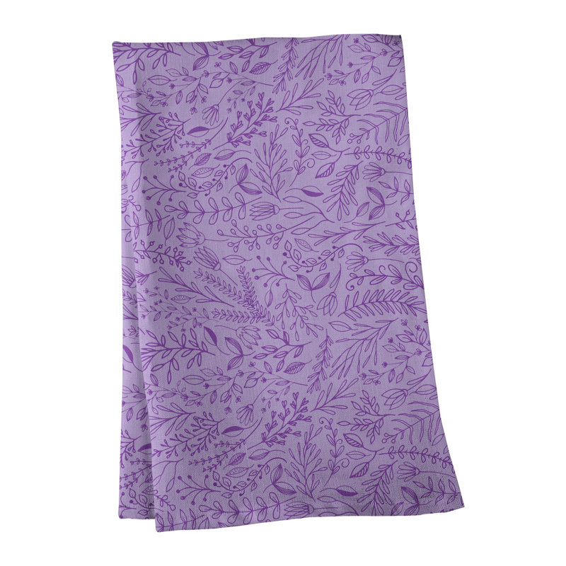 Serviette de thé à motif floral ditsy, Polyester sergé, Mauve