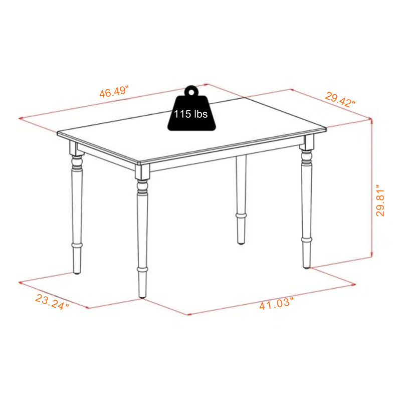 Oslo Rectangular Dining Table in Walnut Finished Wood, 29.81'' H X 46.49'' W X 29.42'' D, Walnut