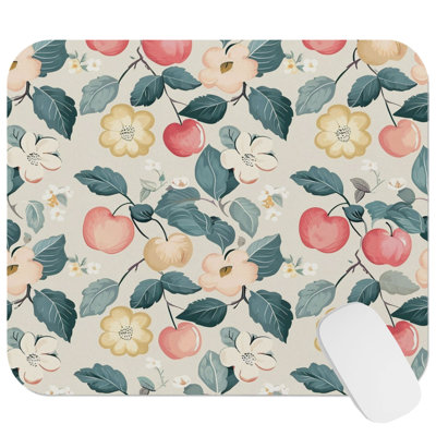 Food and Kitchen Apples Pattern V Fruits Apple Modern Gaming Cute Office Laptop Desk Pad Gift Mat Square Rectangle Non-Slip Mousepad