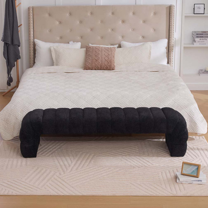 69.7"wide Modern Upholstered Bench, Black